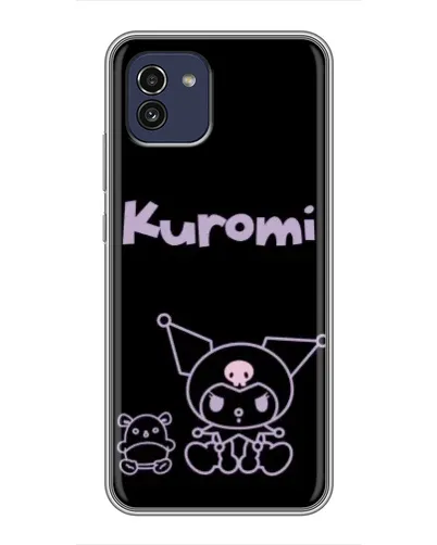 Чехол для Samsung Galaxy A03 (A035) с картинкой «Kuromi — черный минимализм»