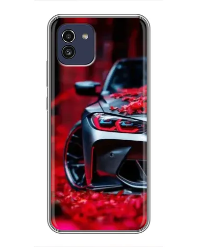 Чохол для Samsung Galaxy A03 (A035) з картинкою «Спортивна BMW та квіти»
