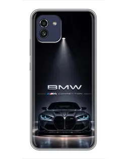 Чехол для Samsung Galaxy A03 (A035) с картинкой «BMW сквозь ночной город»