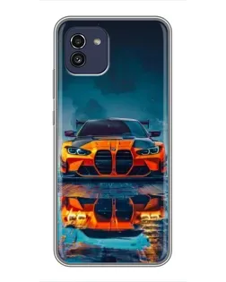 Чехол для Samsung Galaxy A03 (A035) с картинкой «BMW — золотая эмблема»