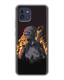 Чохол для Samsung Galaxy A03 (A035) з картинкою «PUBG — вогняний силует»