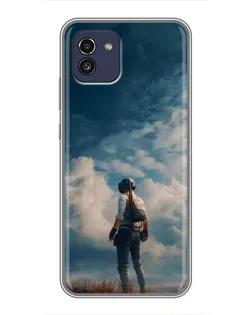 Чохол для Samsung Galaxy A03 (A035) з картинкою «Герой PUBG на скелі»
