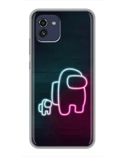 Чохол для Samsung Galaxy A03 (A035) з картинкою «Among Us неон-арт»
