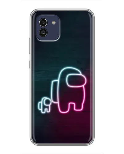 Чохол для Samsung Galaxy A03 (A035) з картинкою «Among Us неон-арт»