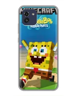 Чохол для Samsung Galaxy A03 (A035) з картинкою «Губка Боб Minecraft»