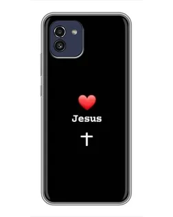 Чохол для Samsung Galaxy A03 (A035) з картинкою «Серце - Jesus»