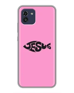 Чохол для Samsung Galaxy A03 (A035) з картинкою «Рожевий символ Jesus»