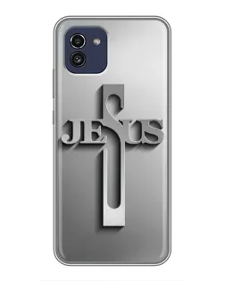 Чехол для Samsung Galaxy A03 (A035) с картинкой «Металлический крест Jesus»