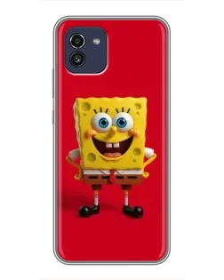 Чохол для Samsung Galaxy A03 (A035) з картинкою «Спанч Боб на червоному»