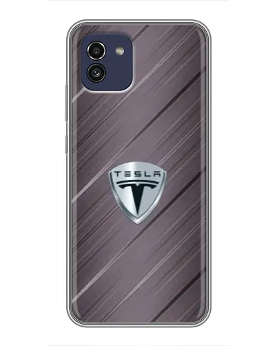 Чехол для Samsung Galaxy A03 (A035) с картинкой «Металлическая текстура Tesla»