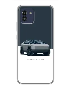 Чехол для Samsung Galaxy A03 (A035) с картинкой «Серебристый Cybertruck Tesla»
