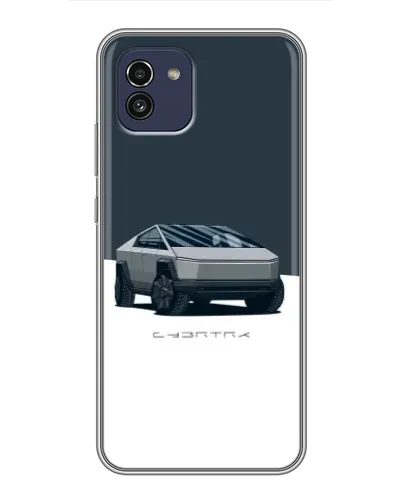 Чехол для Samsung Galaxy A03 (A035) с картинкой «Серебристый Cybertruck Tesla»