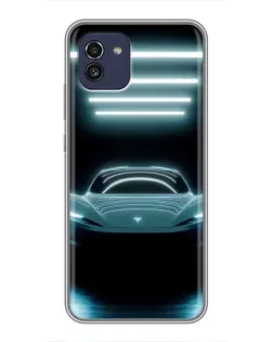 Чехол для Samsung Galaxy A03 (A035) с картинкой «Tesla в неоне»