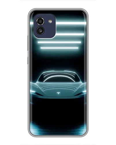 Чехол для Samsung Galaxy A03 (A035) с картинкой «Tesla в неоне»