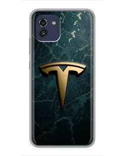 Чехол для Samsung Galaxy A03 (A035) с картинкой «Мраморная Tesla Gold»