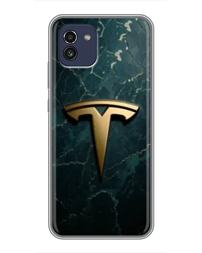 Чехол для Samsung Galaxy A03 (A035) с картинкой «Мраморная Tesla Gold»