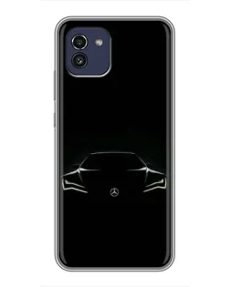 Чехол для Samsung Galaxy A03 (A035) с картинкой «Mercedes — силуэт авто»