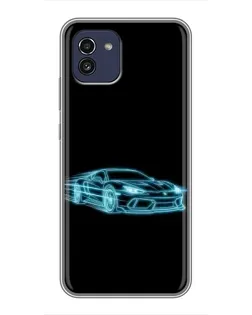 Чохол для Samsung Galaxy A03 (A035) з картинкою «Неоновий контур Lamborghini»