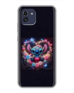 Чохол для Samsung Galaxy A03 (A035) з картинкою «Stitch у квітах»