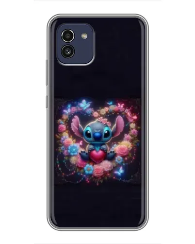 Чохол для Samsung Galaxy A03 (A035) з картинкою «Stitch у квітах»