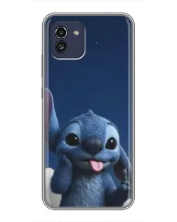 Чехол для Samsung Galaxy A03 (A035) с картинкой «Стич в облаках»