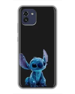 Чехол для Samsung Galaxy A03 (A035) с картинкой «Стич на черном»