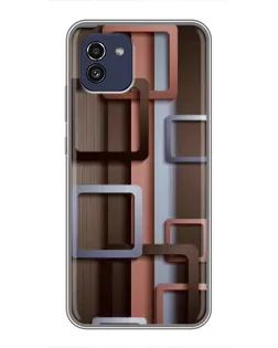 Чохол для Samsung Galaxy A03 (A035) з картинкою «Коричневі об'ємні квадрати»