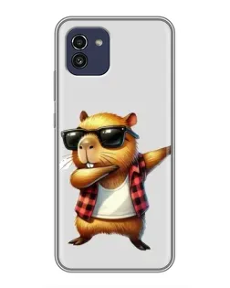 Чехол для Samsung Galaxy A03 (A035) с картинкой «Капибара рэпер даб» Чехол для Samsung Galaxy A03 (A035) с картинкой «Капибара рэпер даб»