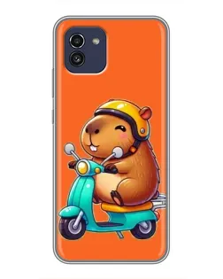 Чехол для Samsung Galaxy A03 (A035) с картинкой «Капибара на скутере» Чехол для Samsung Galaxy A03 (A035) с картинкой «Капибара на скутере»