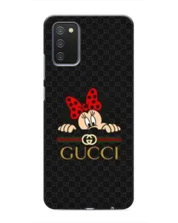 Чехол для Samsung Galaxy A03s с картинкой «Минни Маус Gucci — черный»