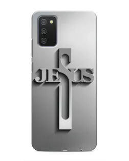 Чехол для Samsung Galaxy A03s с картинкой «Металлический крест Jesus»