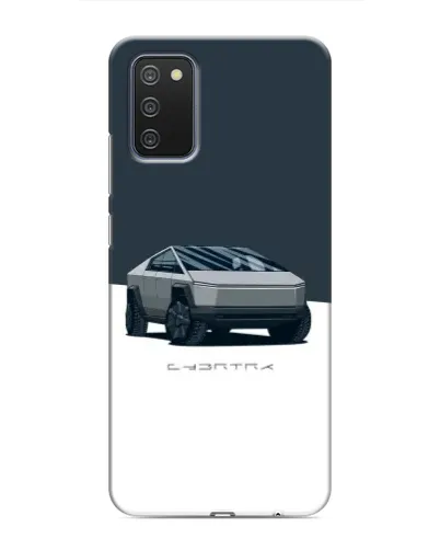 Чехол для Samsung Galaxy A03s с картинкой «Серебристый Cybertruck Tesla»