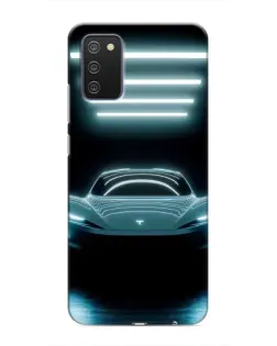 Чехол для Samsung Galaxy A03s с картинкой «Tesla в неоне» Чехол для Samsung Galaxy A03s с картинкой «Tesla в неоне»