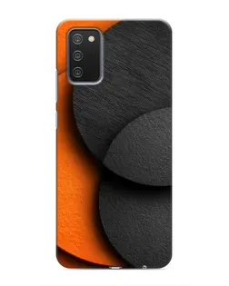 Чехол для Samsung Galaxy A03s с картинкой «Геометрия оранжевых кругов»