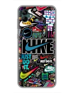 Чехол для Samsung Galaxy A04 с картинкой «Яркий коллаж Nike»