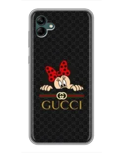 Чехол для Samsung Galaxy A04 с картинкой «Минни Маус Gucci — черный»
