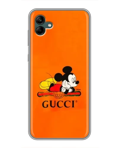 Чехол для Samsung Galaxy A04 с картинкой «Микки Маус Gucci — оранж»