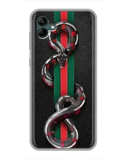 Чехол для Samsung Galaxy A04 с картинкой «Gucci — змея на полосе»