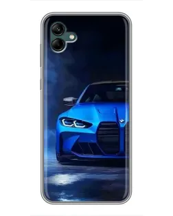 Чехол для Samsung Galaxy A04 с картинкой «Голубая BMW M4»
