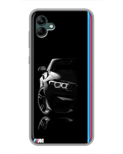 Чехол для Samsung Galaxy A04 с картинкой «Силуэт BMW в темноте»