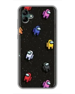 Чехол для Samsung Galaxy A04 с картинкой «Космический паттерн Among Us»