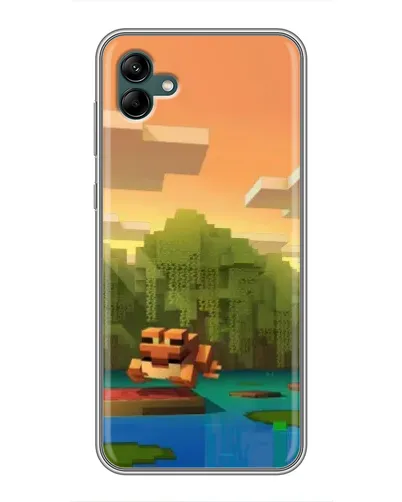 Чехол для Samsung Galaxy A04 с картинкой «Майнкрафт закат солнца»