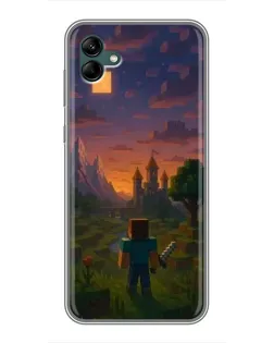Чехол для Samsung Galaxy A04 с картинкой «Стив у башни»