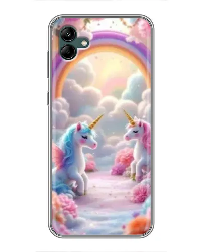 Чохол для Samsung Galaxy A04 з картинкою «Веселка і єдинороги»
