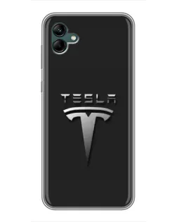 Чохол для Samsung Galaxy A04 з картинкою «Сталевий логотип Tesla»