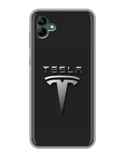 Чохол для Samsung Galaxy A04 з картинкою «Сталевий логотип Tesla»
