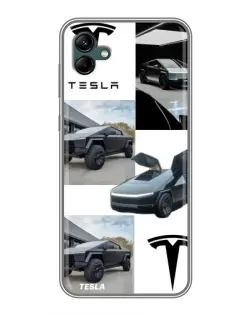 Чохол для Samsung Galaxy A04 з картинкою «Колаж Cybertruck Tesla»