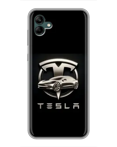 Чохол для Samsung Galaxy A04 з картинкою «Tesla — срібне авто»