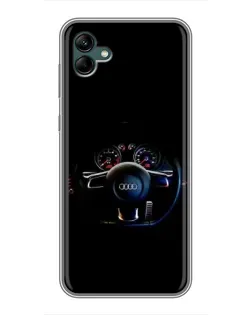Чехол для Samsung Galaxy A04 с картинкой «Салон Audi — руль»