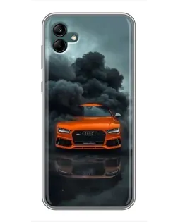 Чехол для Samsung Galaxy A04 с картинкой «Audi в облаках дыма»